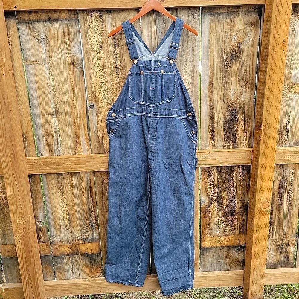 VTG Montgomery Ward Overalls Mens XL Blue Denim Workwear Carpenter‎ Painter Farm